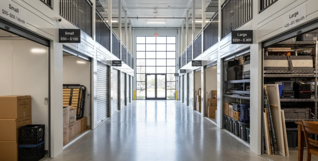 Storage Unit Cost Per Month Average Prices by Unit Size