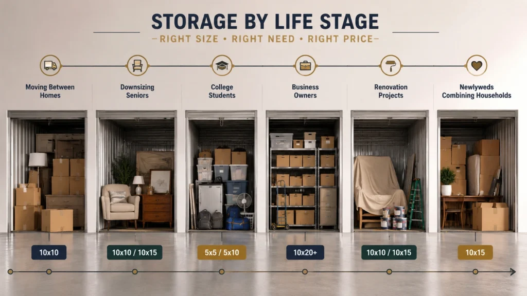 Different Size Storage Units for Different Life Stages