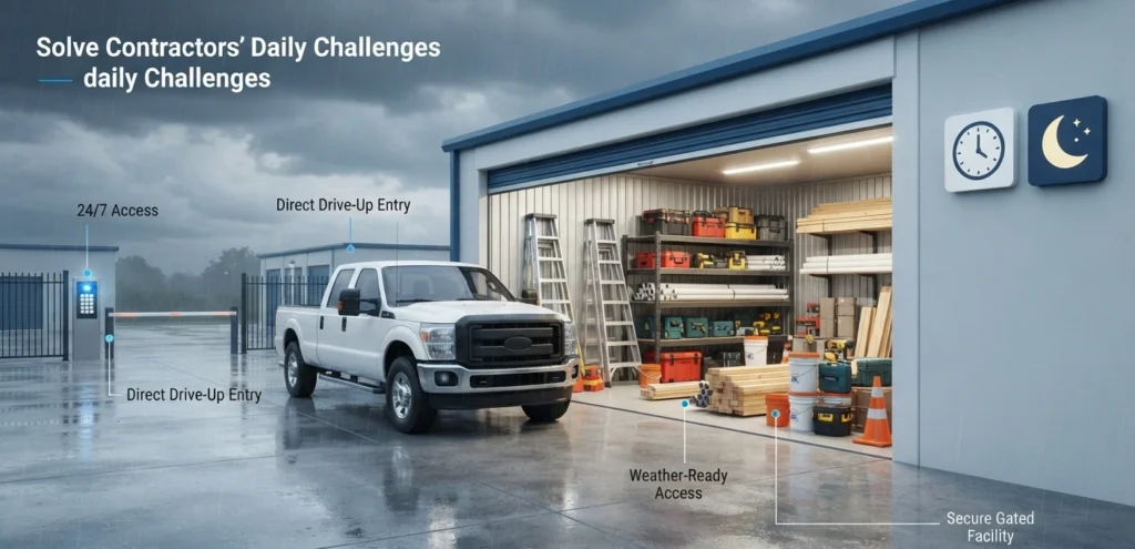 Storage Drive Up Access Solves Real Contractor Problems